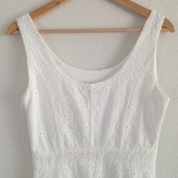 Aqua Eyelet Ruffle Hem Sleeveless Scoop Neck Dress - Picture 8 of 12